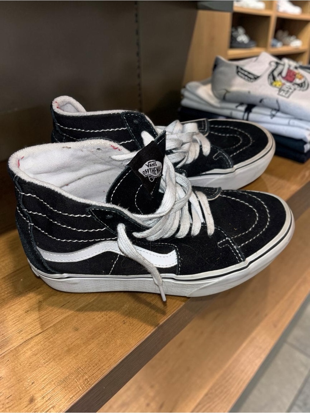 Vans platform high top Black Canvas Sneakers with White Trim